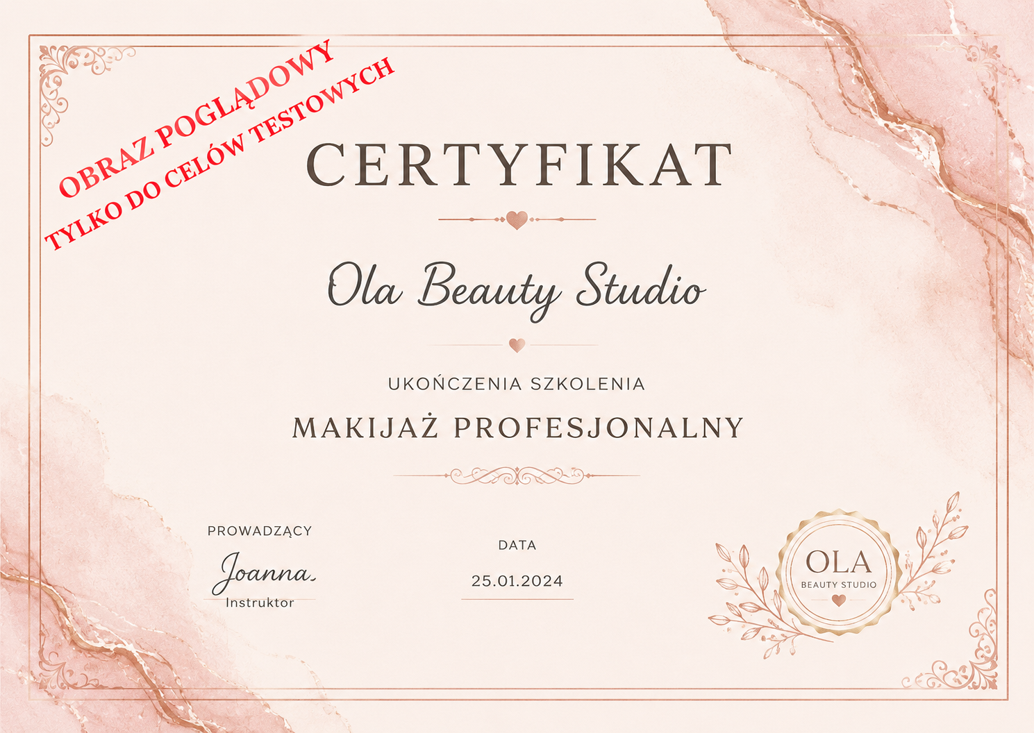 Certyfikat Ola Beauty