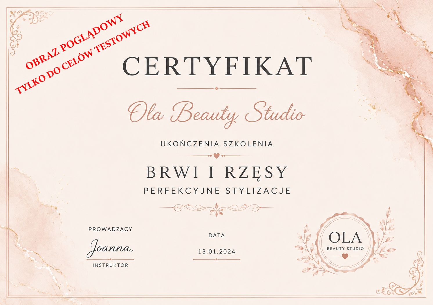 Certyfikat Ola Beauty