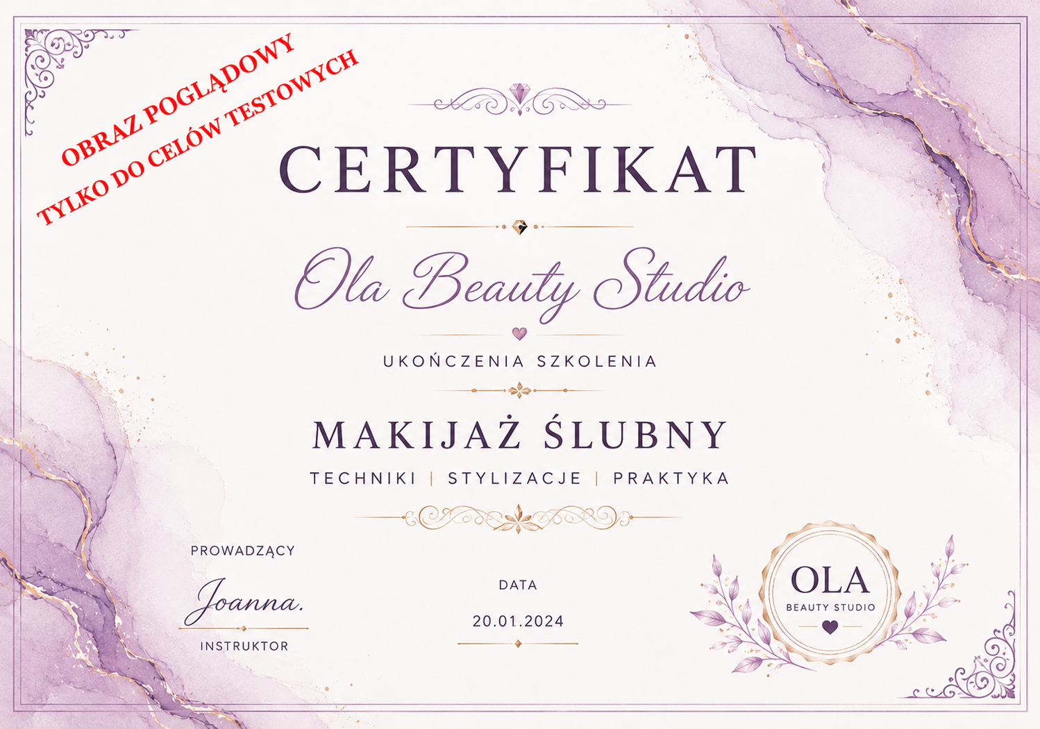 Certyfikat Ola Beauty
