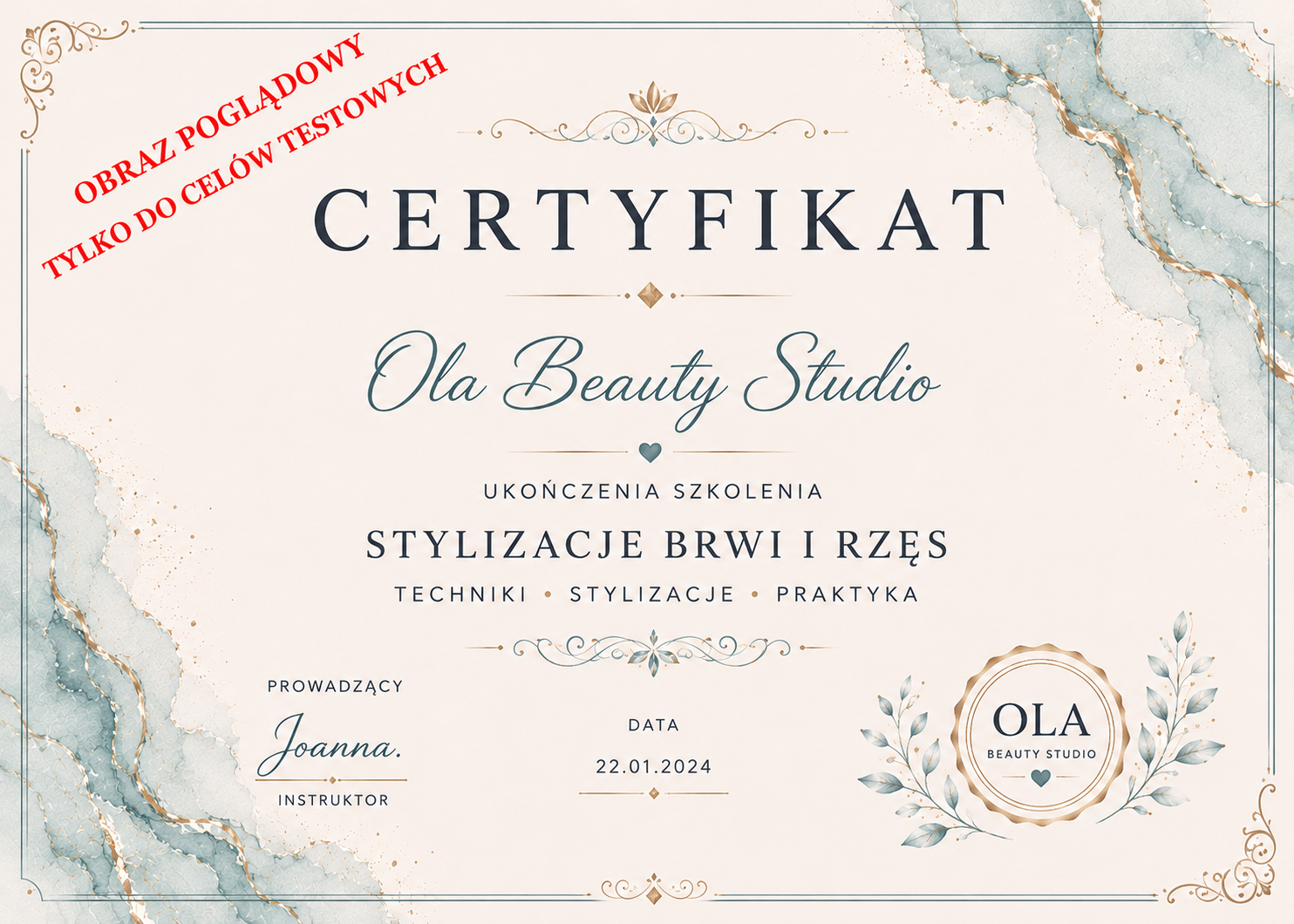 Certyfikat Ola Beauty
