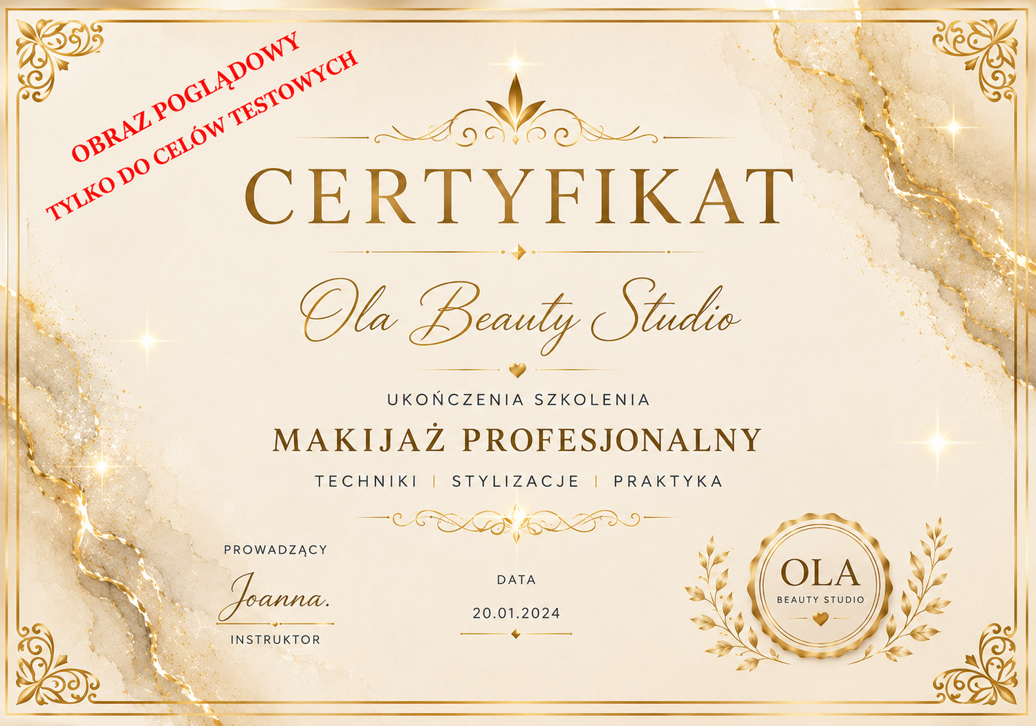 Certyfikat Ola Beauty
